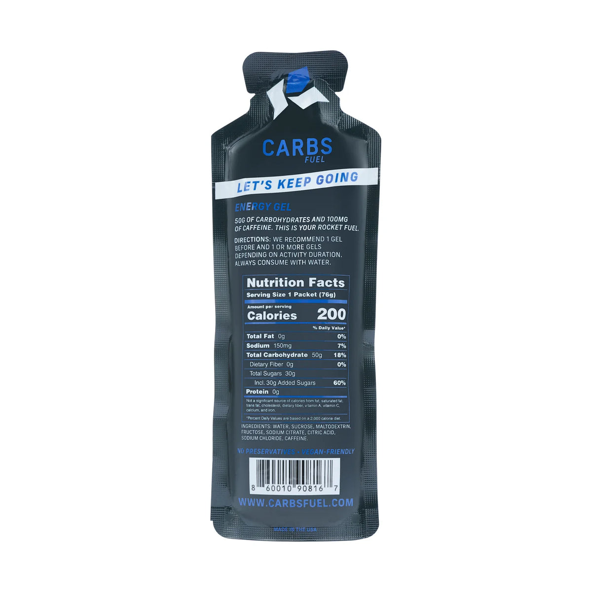 Carbs Fuel Caffeinated Original 50g Energy Gel