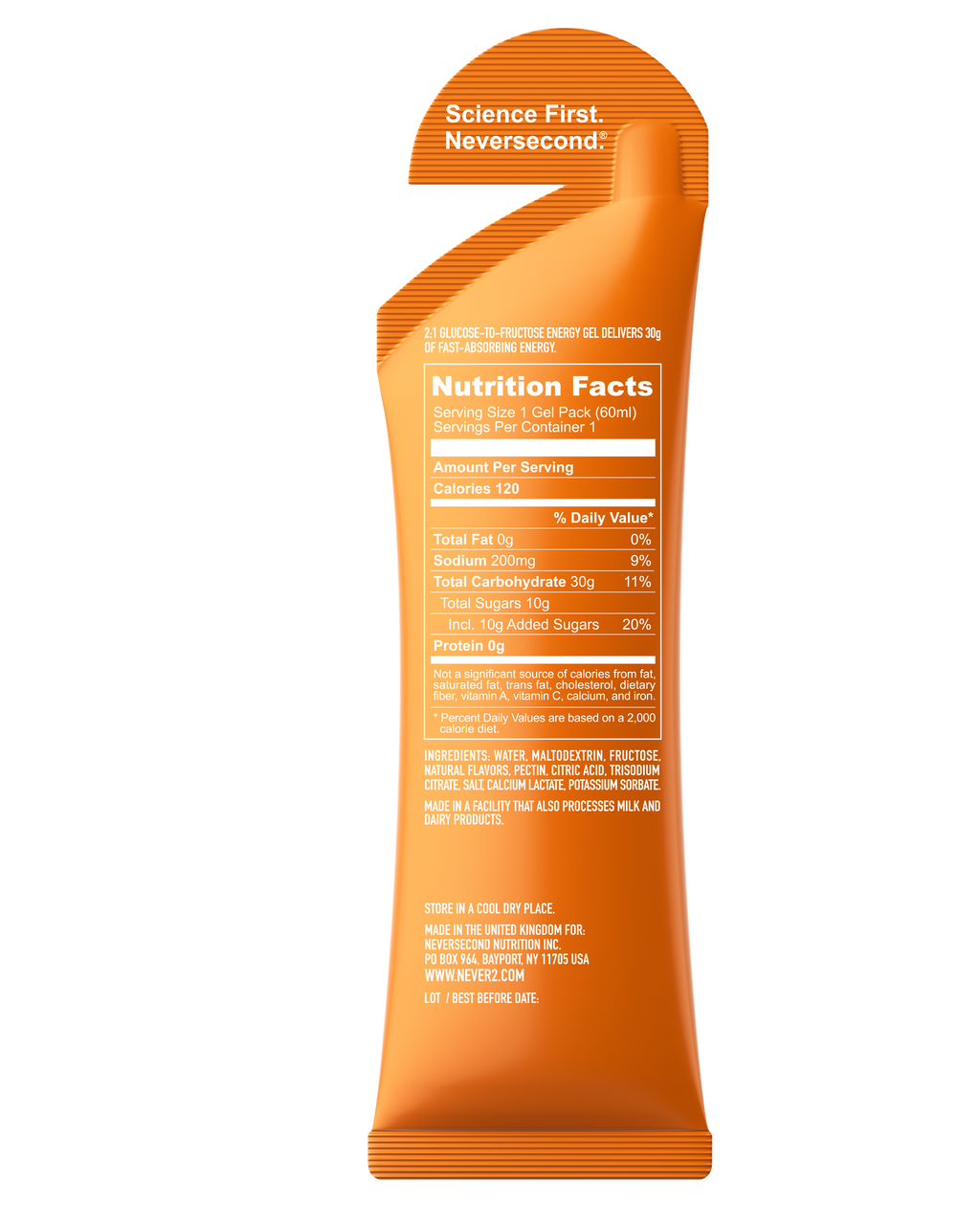 Never Second C30 Energy Gel Orange