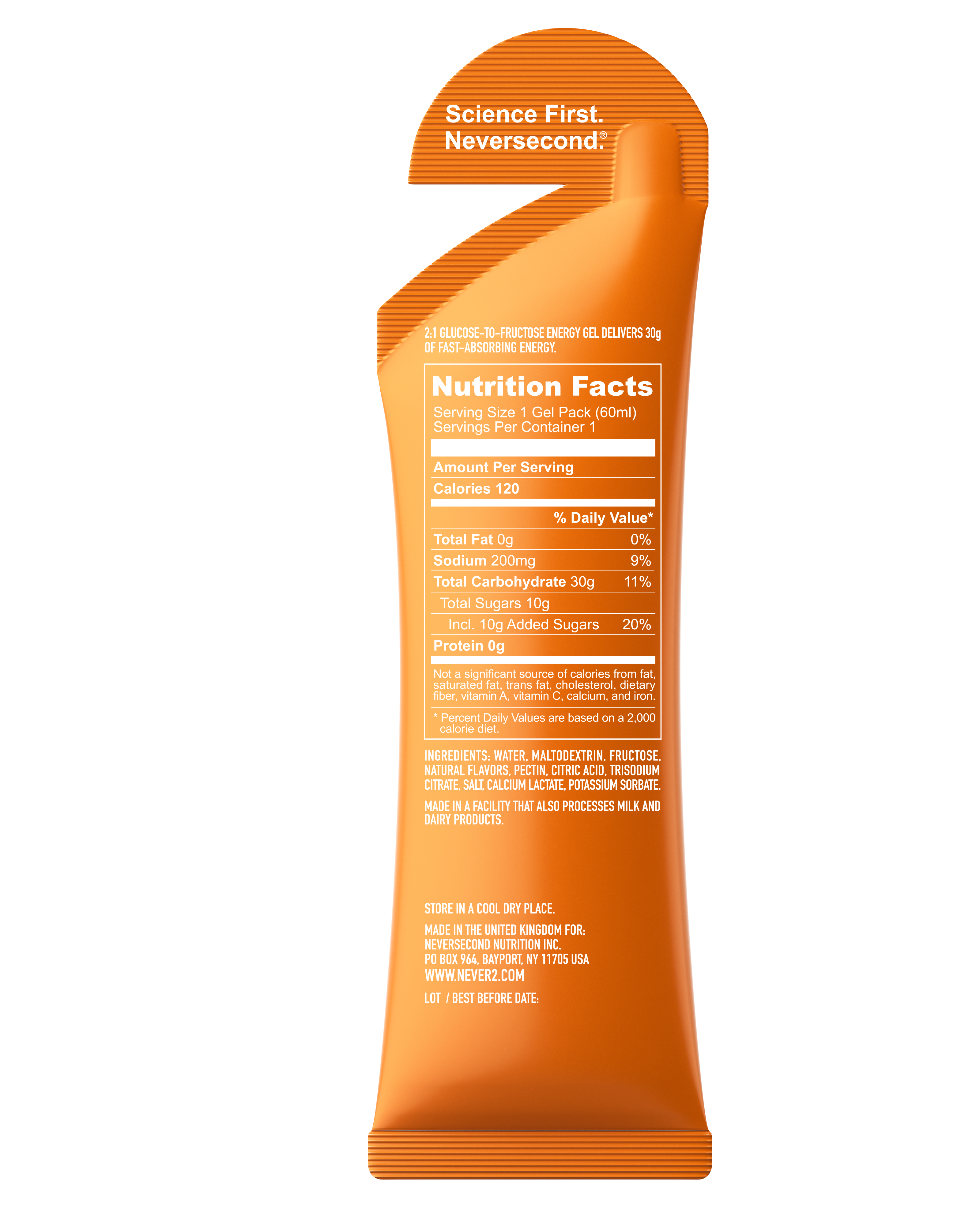 Never Second C30 Energy Gel Orange
