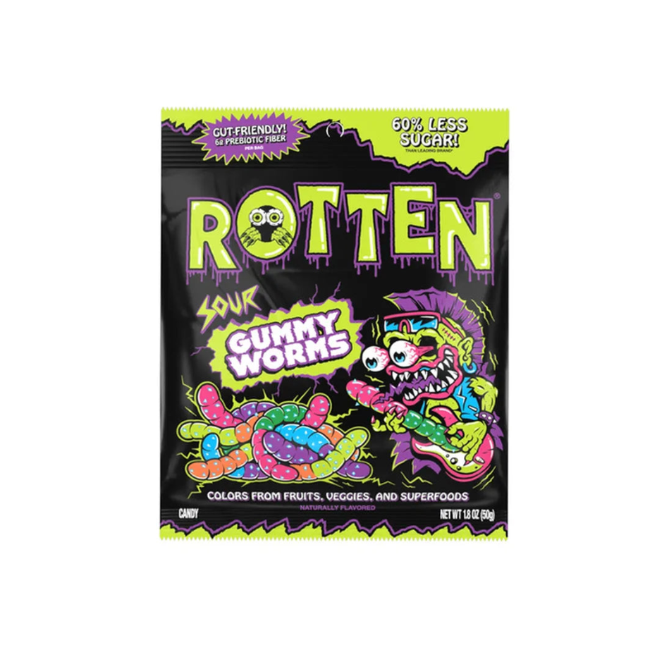 Rotten Sour Gummy Worms Candy: GF, Prebiotics, Low Sugar