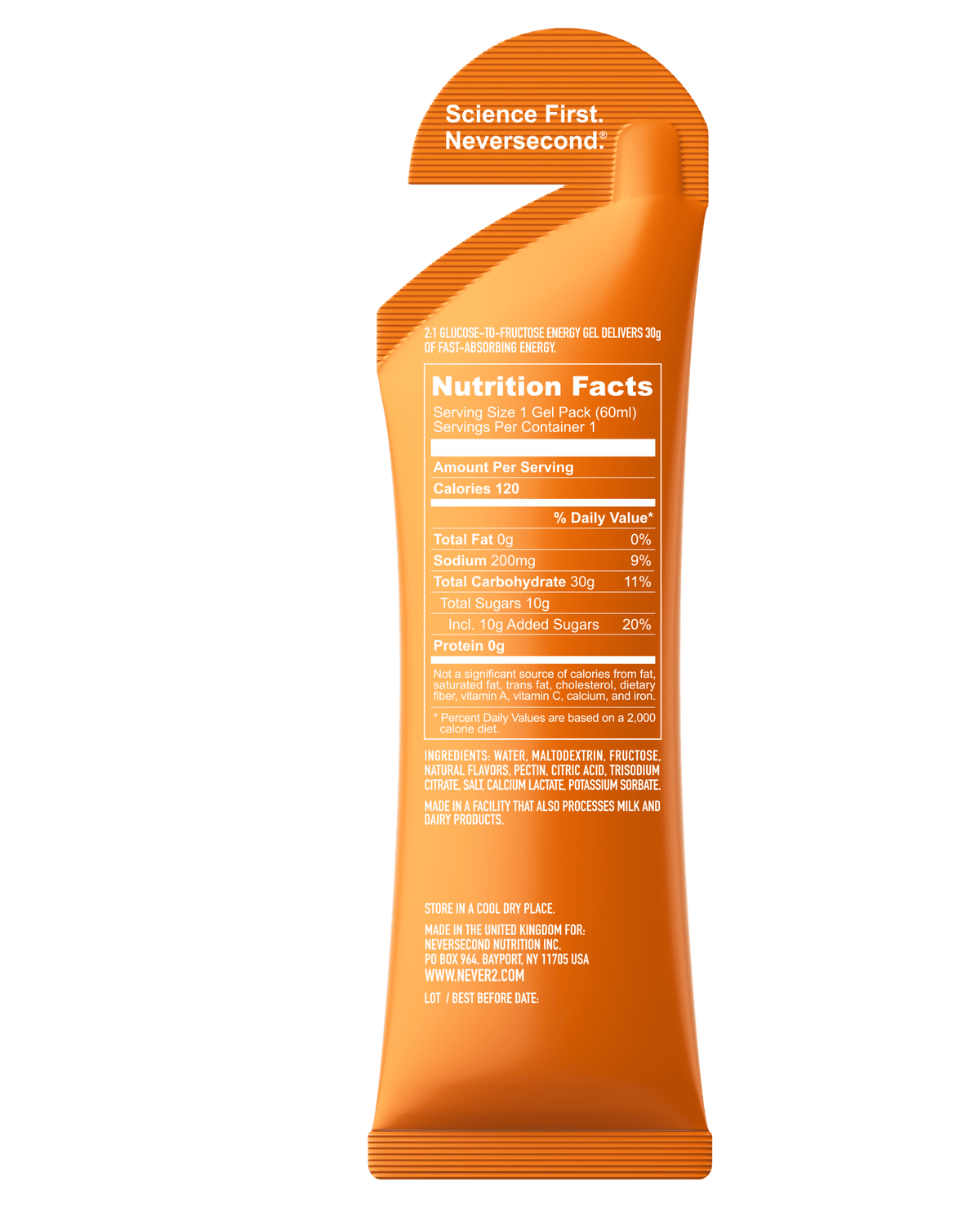 Never Second C30 Energy Gel Orange - The Aid Station Running Supply
